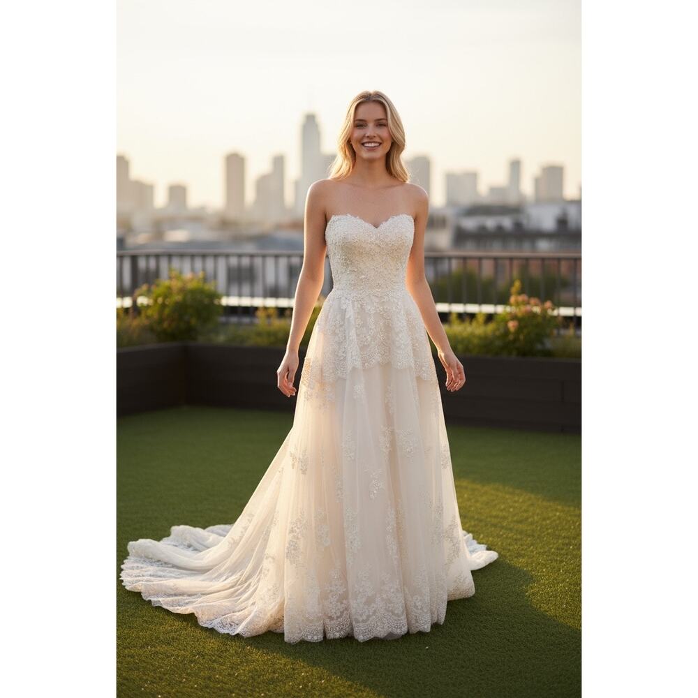 Stunning Maggie Sottero Haute Couture Lace Dress Size 4 - Picture 12 of 12